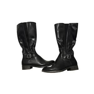 Kim Rogers Size 11 Black Expanded Calf Buckle Tall Boots Closet Staple FLAWED